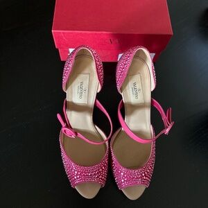 Valentino Garavani Micro Stud Strass Suede Mary Jane D'Orsay Stiletto Heels
